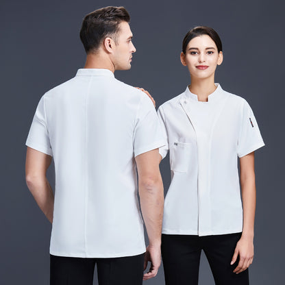 Men's Short-Sleeve Chef Workwear Top – Moisture-Wicking Polyester Kitchen Uniform