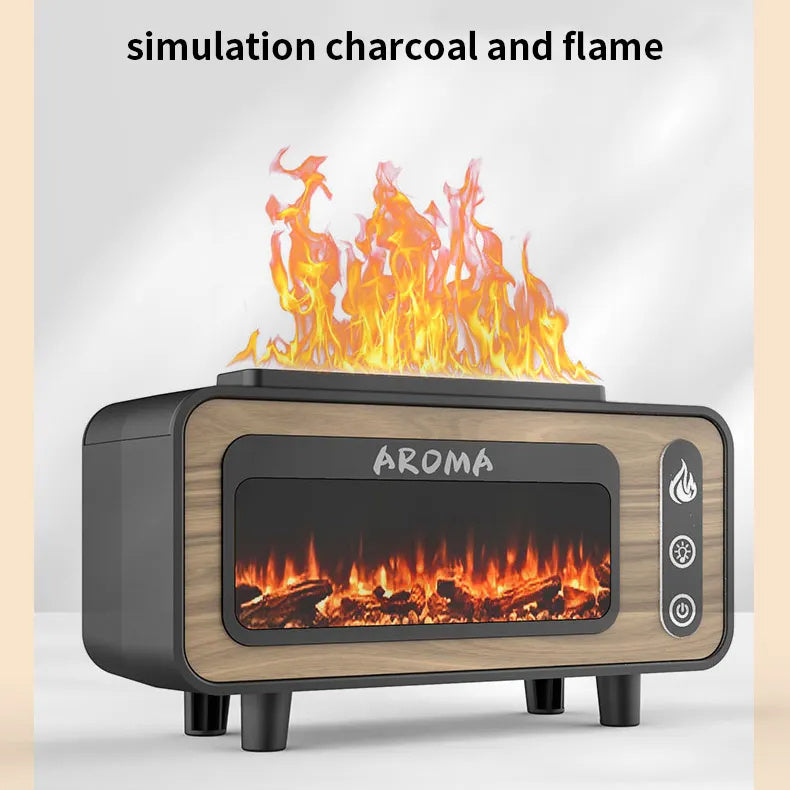 Flame Humidifier & Aroma Diffuser – 3D Fireplace Effect, 7-Color LED, 200ml