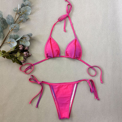 Women's Gradient Strap Bikini Set | Color Block Swimsuit