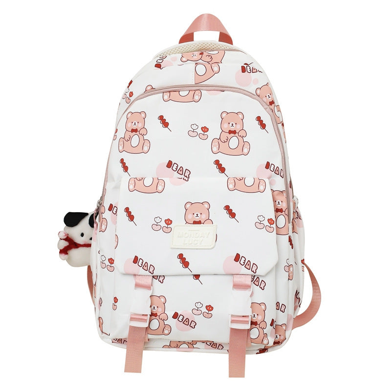 Cute Cartoon Print Large Capacity Backpack for Women & Girls