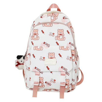 Cute Cartoon Print Large Capacity Backpack for Women & Girls