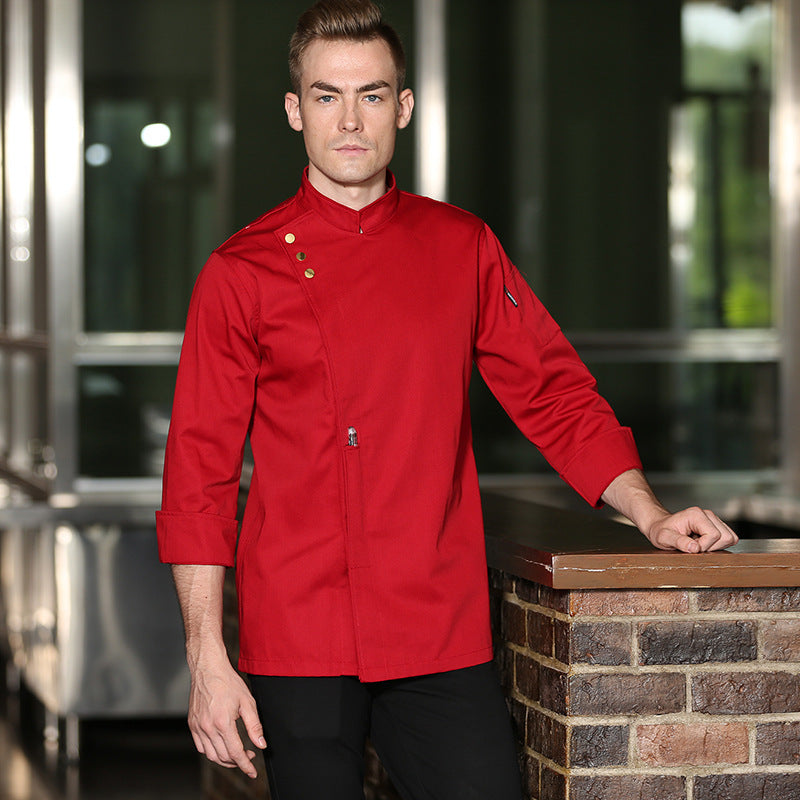 Men's Long-Sleeve Chef Coat – Moisture-Wicking Polyester Kitchen Workwear Uniform