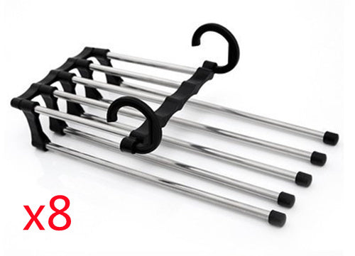 5-in-1 Stainless Steel Pants Hanger – Space-Saving Multi-Bar Trouser Rack for Closet Organization