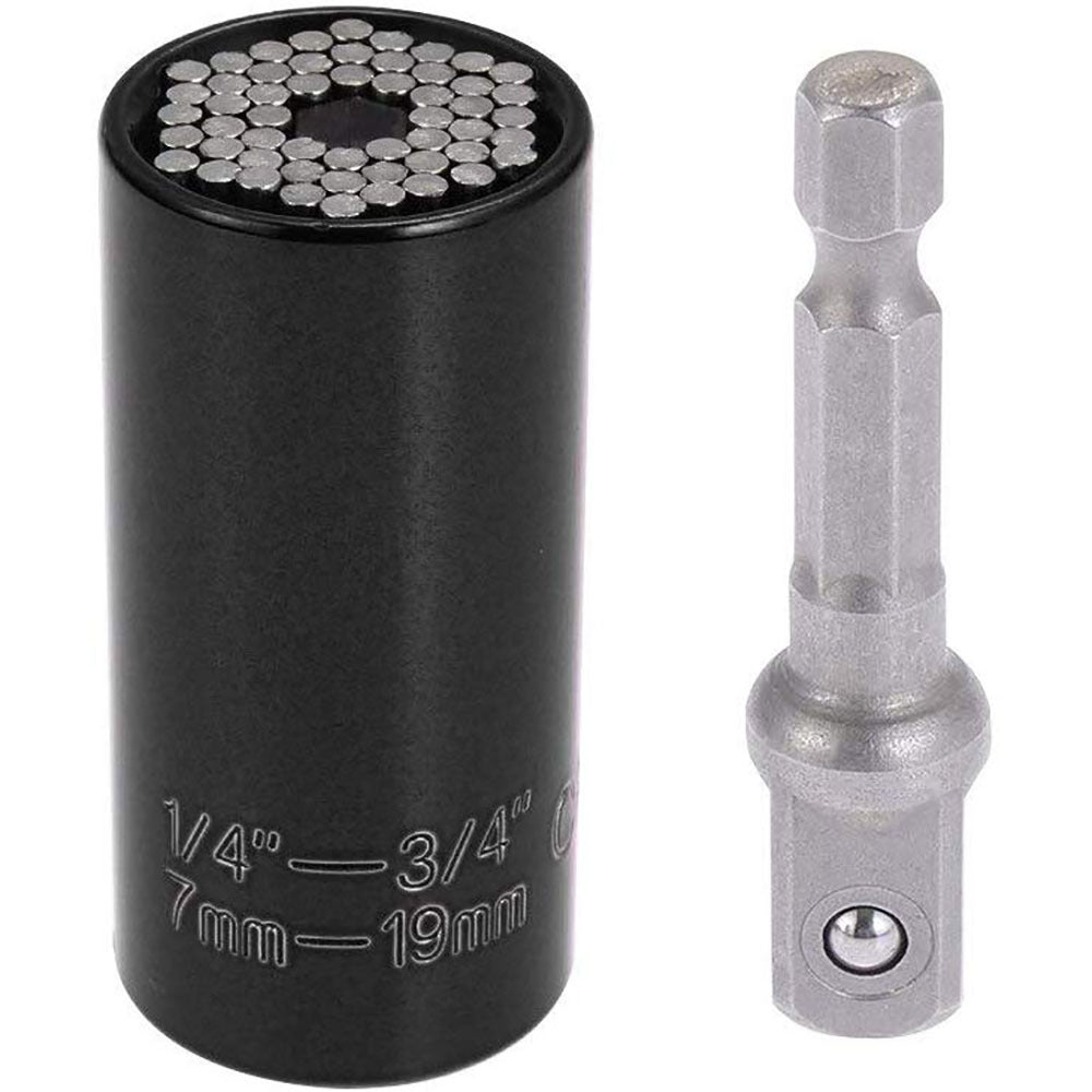 Universal Socket Wrench with Power Drill Adapter | Fits 7mm–19mm Bolts | 7 Colors