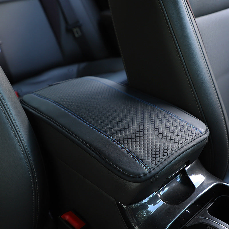 PU Leather Car Armrest Box Cover Pad – Embossed Center Console Cushion Mat