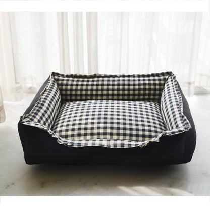 Plaid Lace Pet Bed — Soft & Washable, 6 Colors