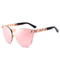 Skull Detail Cat-Eye Sunglasses – Mirrored Lens Metal Frame