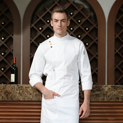 Men's Long-Sleeve Chef Coat – Moisture-Wicking Polyester Kitchen Workwear Uniform