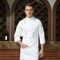 Men's Long-Sleeve Chef Coat – Moisture-Wicking Polyester Kitchen Workwear Uniform