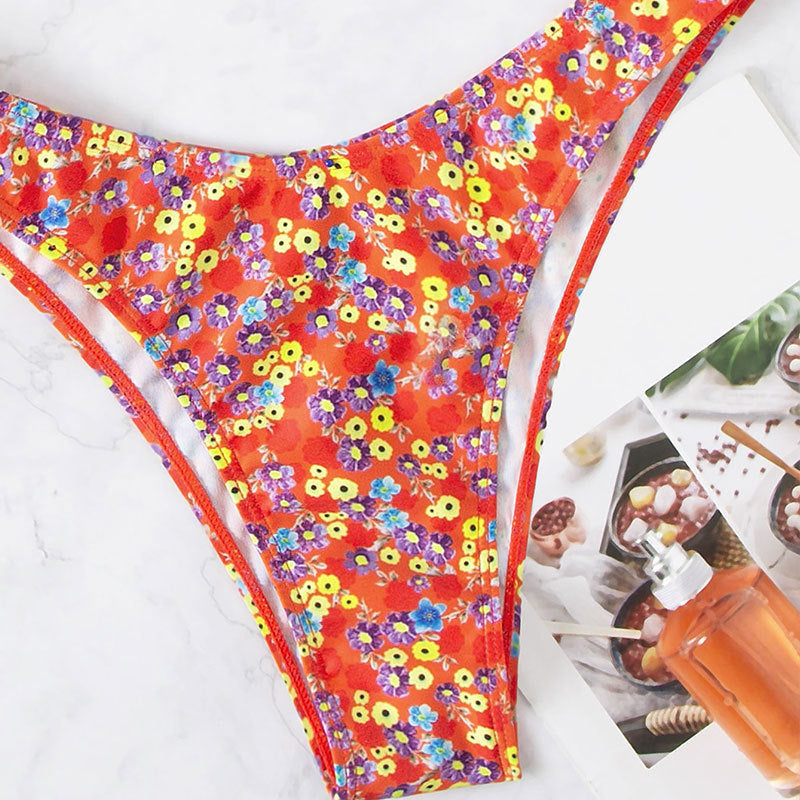 Floral patterned underwear on a white background