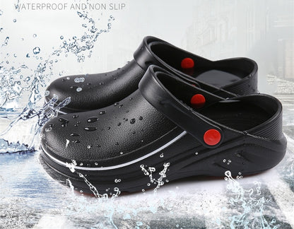 Non-Slip Chef Kitchen Shoes – Oil & Waterproof Work Clogs | Black & White