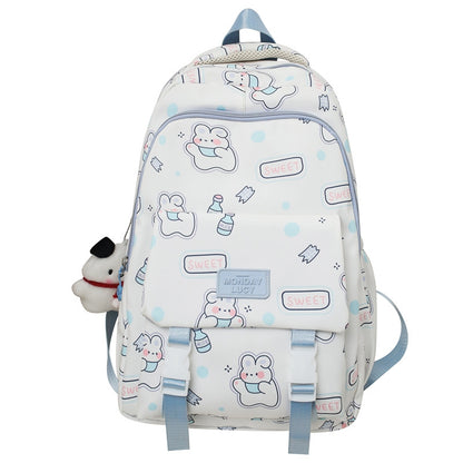Cute Cartoon Print Large Capacity Backpack for Women & Girls