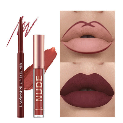 Matte Lipstick & Lip Liner Set — 12 Pieces, Long-Lasting