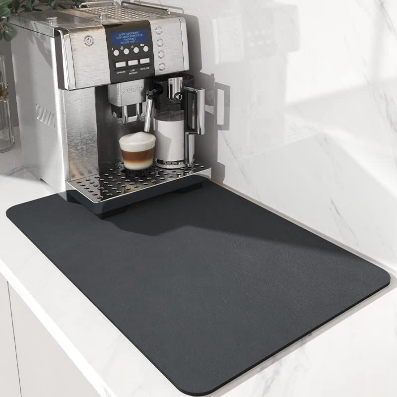 Coffee Bar Mat – Super Absorbent PU Leather Countertop Drying Mat for Kitchen