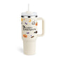 40 Oz Tumbler With Handle Straw Insulated, Stainless Steel Spill Proof Vacuum Coffee Cup Tumbler With Lid Tapered Mug Gifts Suitable For Car Gym Office Travel
