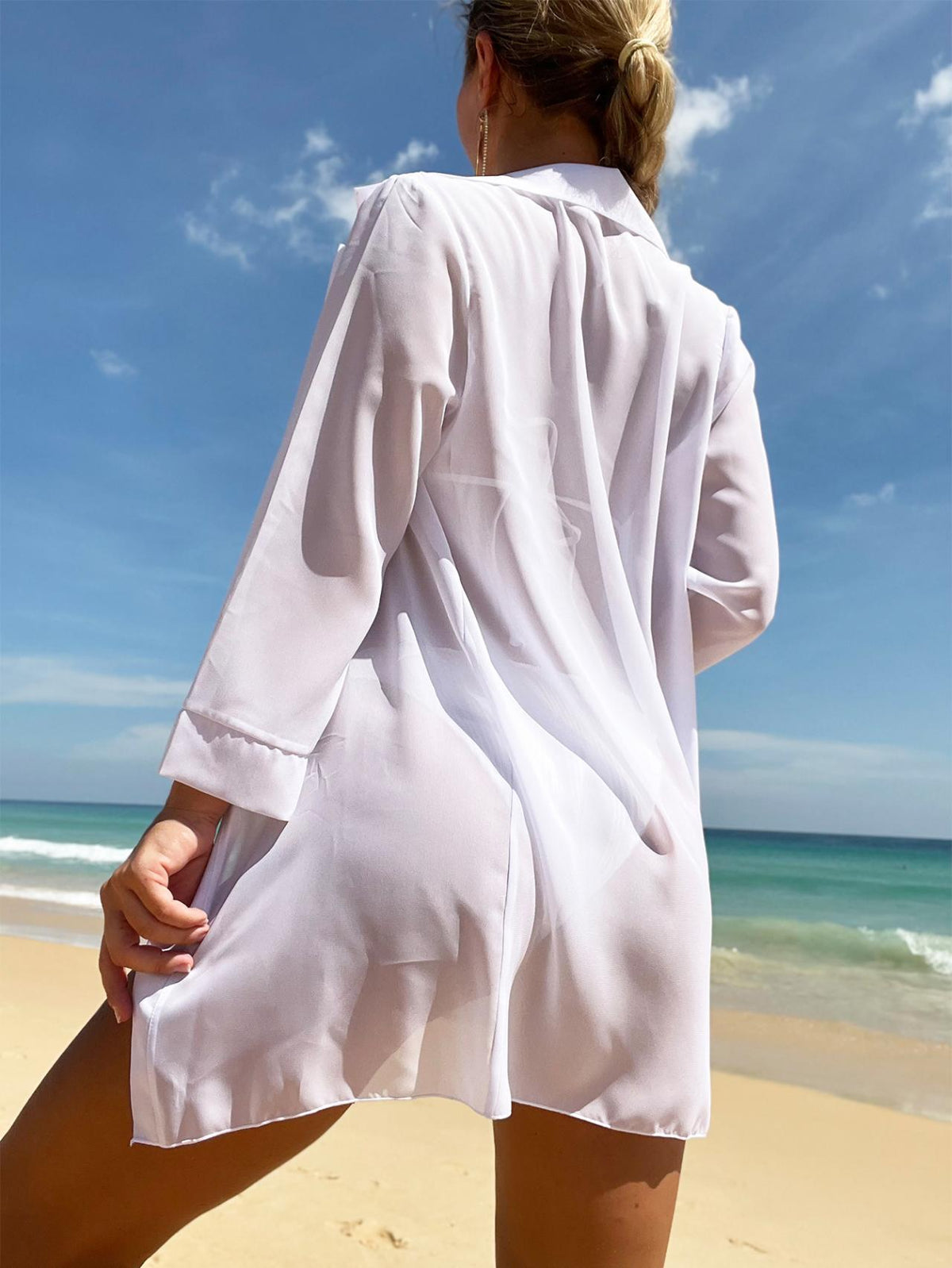 Three-Piece Bikini Set with Cardigan Cover-Up