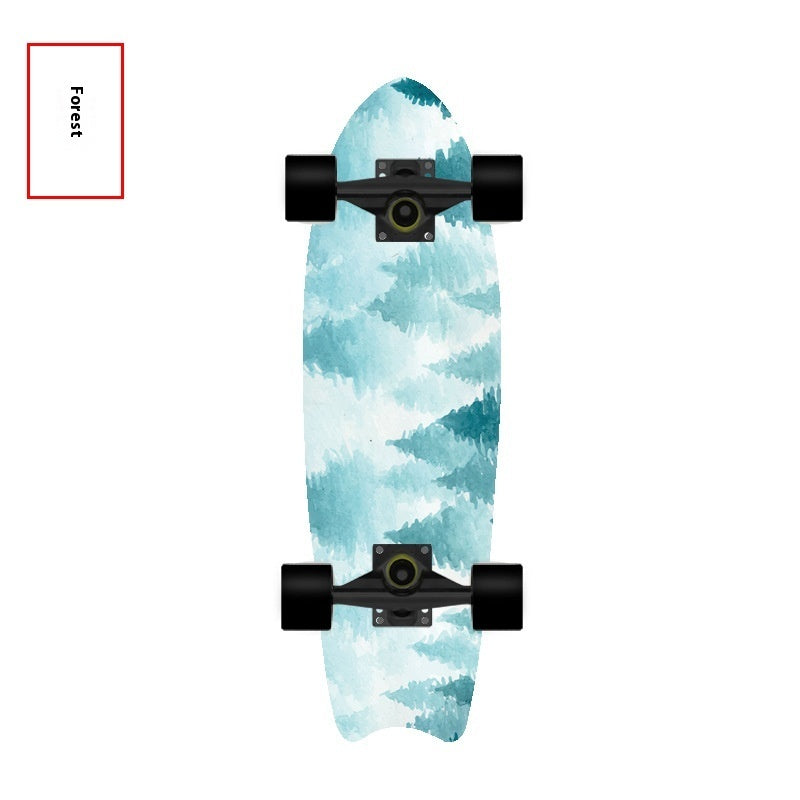 Fishtail Maple Skateboard — 21 Graphic Designs, 28" Deck