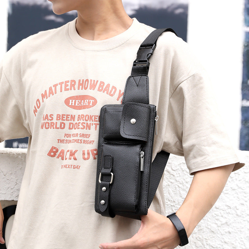 PU Leather Chest Bag – Men’s Waist Bag & Fanny Pack for Travel & Outdoors