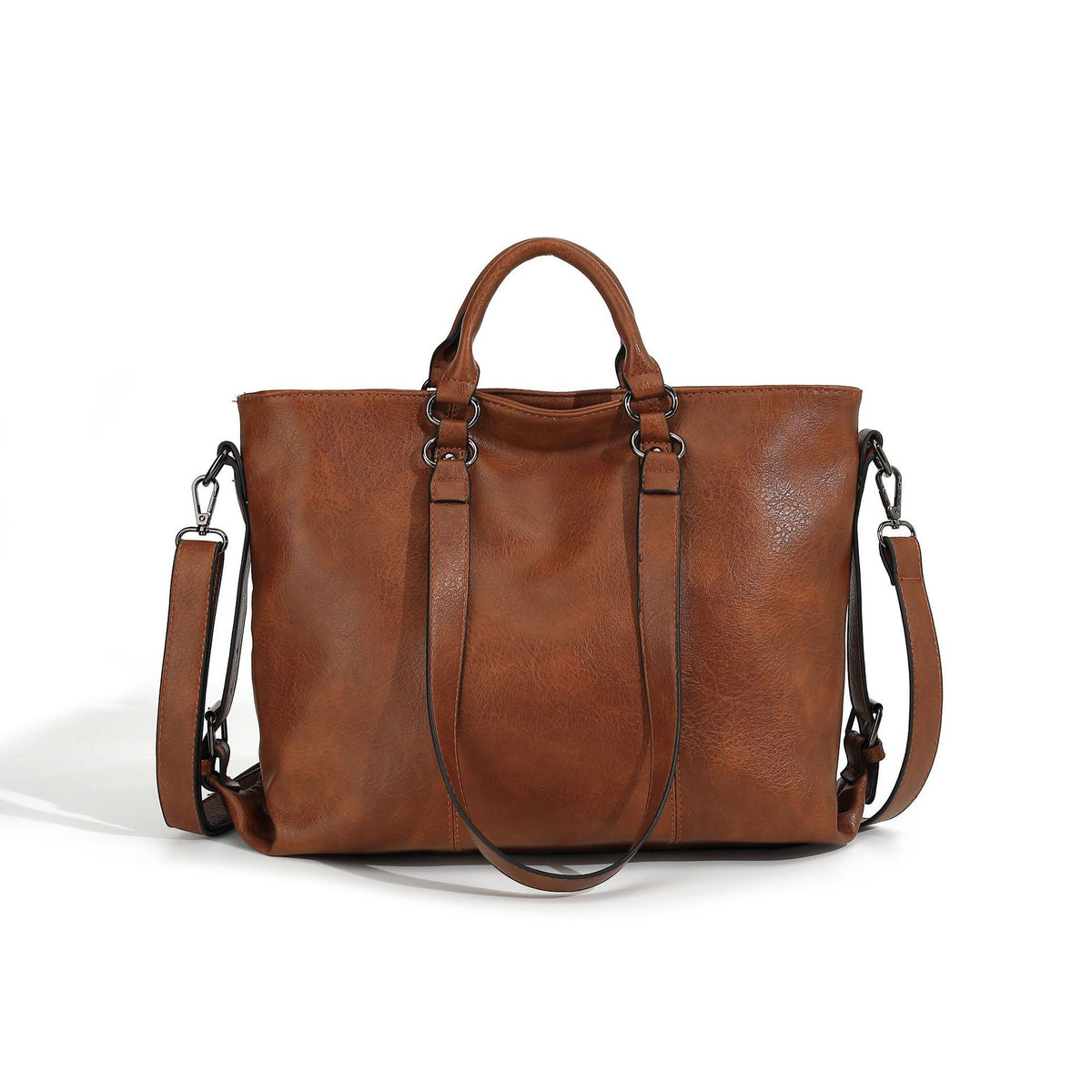 Women's Soft PU Leather Shoulder Tote Bag – Large Capacity Square Purse for Daily Use
