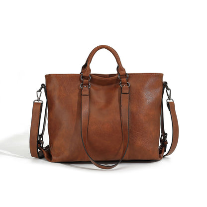 Women's Soft PU Leather Shoulder Tote Bag – Large Capacity Square Purse for Daily Use