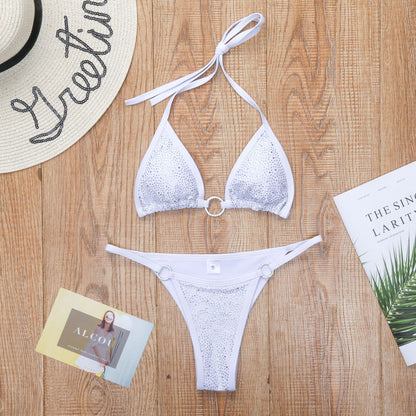 Diamond-Studded Backless Bikini Set