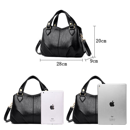Women's Sheepskin Leather Shoulder Bag – Large Stitched Tote Crossbody Handbag