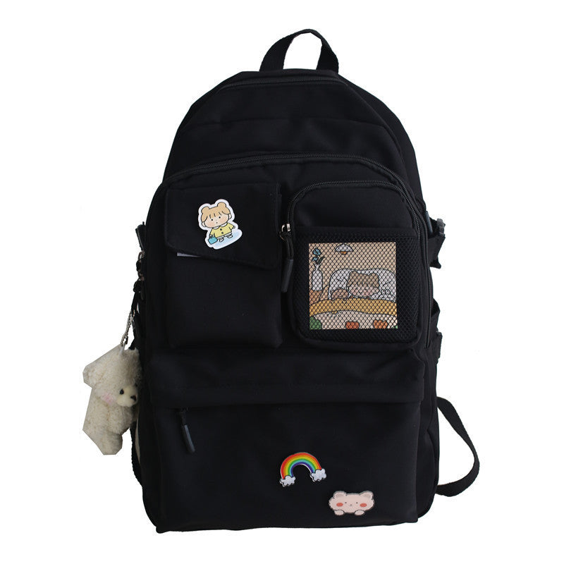 Geometric Canvas Backpack – Large Capacity Unisex School Bag