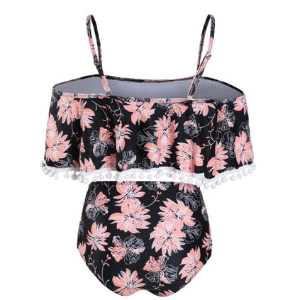 Retro High-waist ruffled swimsuit