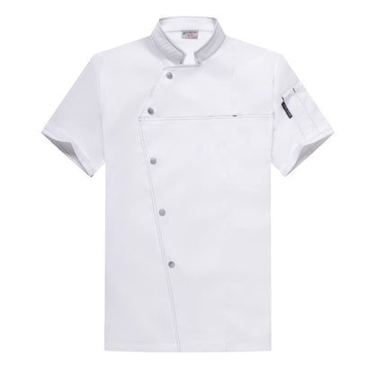 Short Sleeve Chef Shirt – Moisture-Wicking Cotton Kitchen Uniform | Black, White, Grey, Blue