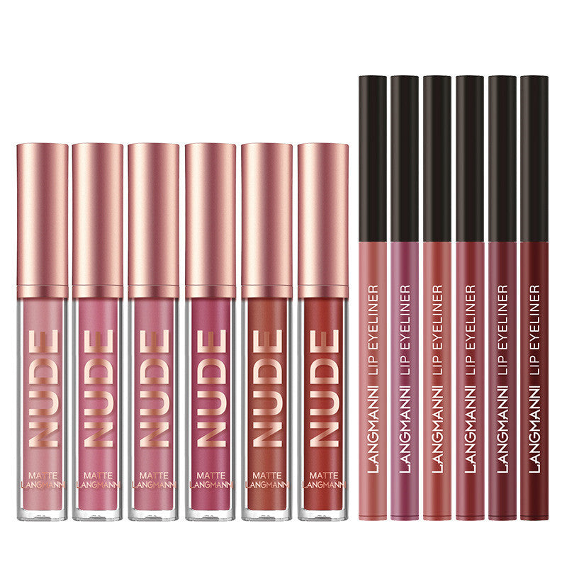 Matte Lipstick & Lip Liner Set — 12 Pieces, Long-Lasting