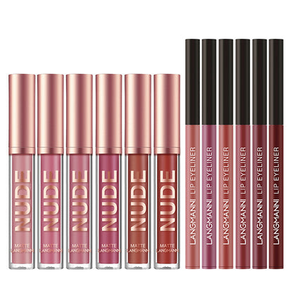 Matte Lipstick & Lip Liner Set — 12 Pieces, Long-Lasting