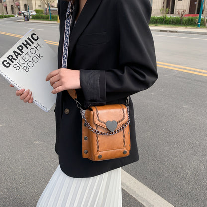 Women's PU Leather Crossbody Bag – Chain Strap Mini Messenger Purse