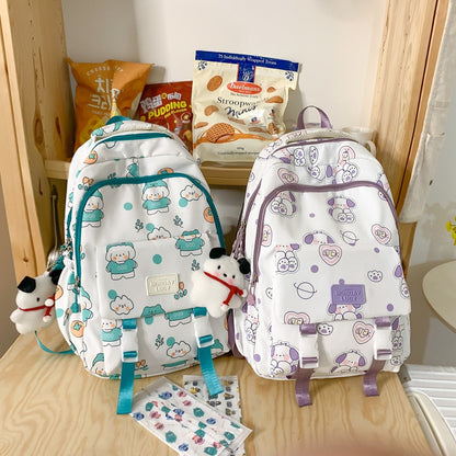 Cute Cartoon Print Large Capacity Backpack for Women & Girls