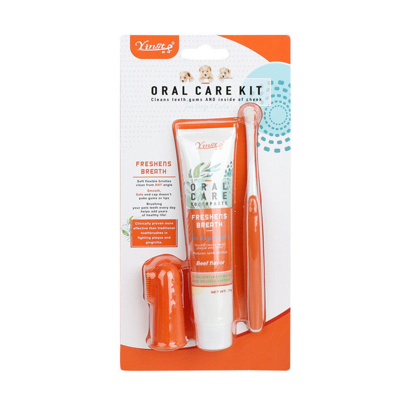Dog Dental Care Kit — Toothbrush, Finger Brush & Toothpaste