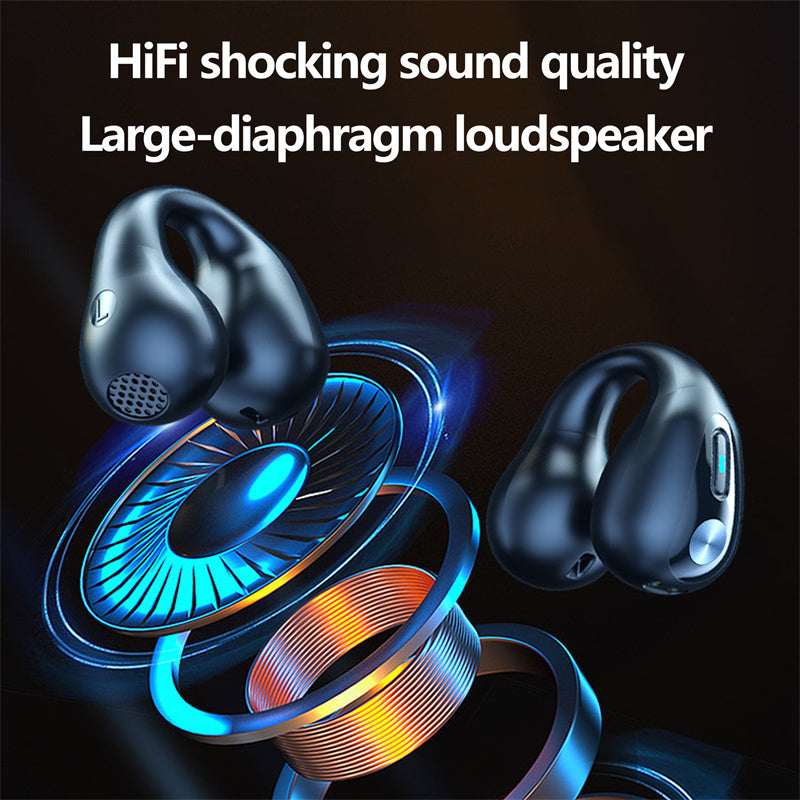 Ear Clip Wireless Earbuds – Bluetooth 5.3, HiFi Bass, Open-Ear Sport Headphones