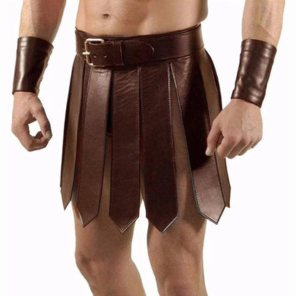 Men's Medieval Warrior Wrap Skirt – PU Leather Samurai & Roman Cosplay Costume