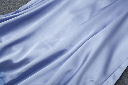 Women's Silky Satin Nightdress – Lingerie Sleepwear, S–XXXL | Black & Silver
