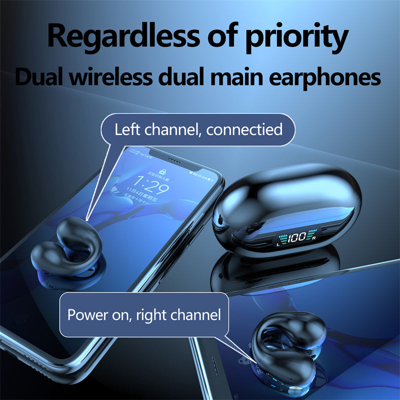Ear Clip Wireless Earbuds – Bluetooth 5.3, HiFi Bass, Open-Ear Sport Headphones