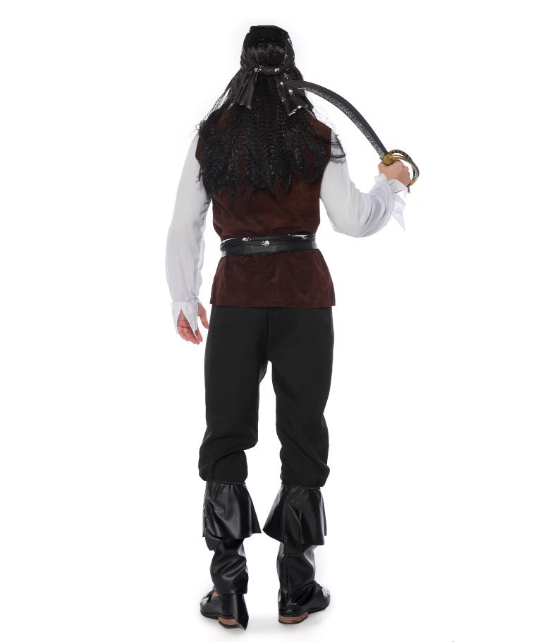 Men's Pirates of the Caribbean Cosplay Costume – 7-Piece Halloween Outfit Set