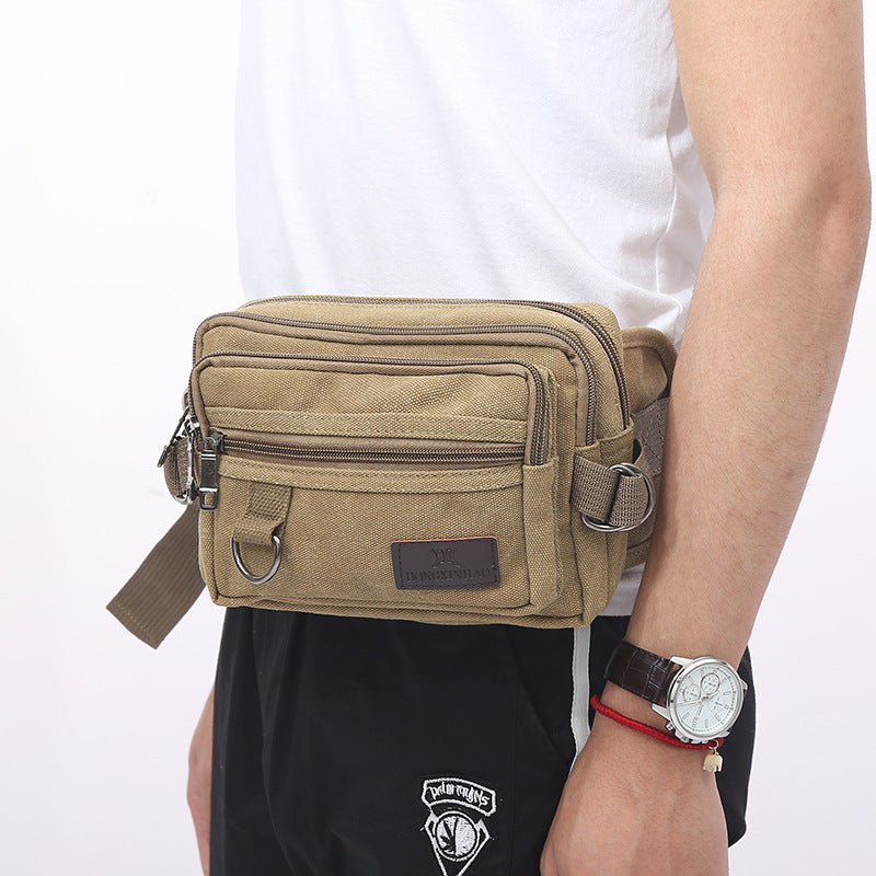 Canvas Fanny Pack – 4-Zipper Pocket Waist Bag for Men & Women