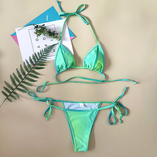Women's Gradient Strap Bikini Set | Color Block Swimsuit