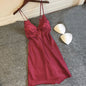 Satin Sling Slip Dress Pajamas with Built-In Chest Pad | Sexy Lingerie Nightgown