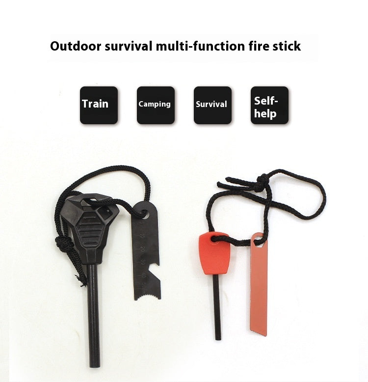 6-in-1 Magnesium Flint Fire Starter – Outdoor Survival Tool with Whistle, Scraper & Bottle Opener