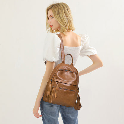 Women's Soft PU Leather Backpack – Korean Bubble Pattern Style