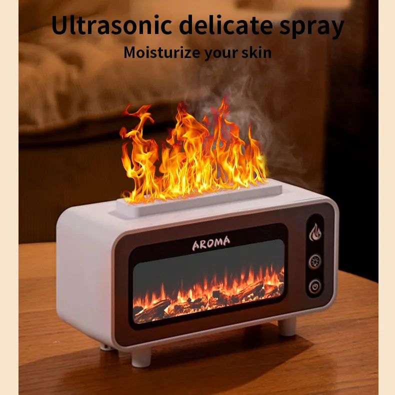 Flame Humidifier & Aroma Diffuser – 3D Fireplace Effect, 7-Color LED, 200ml