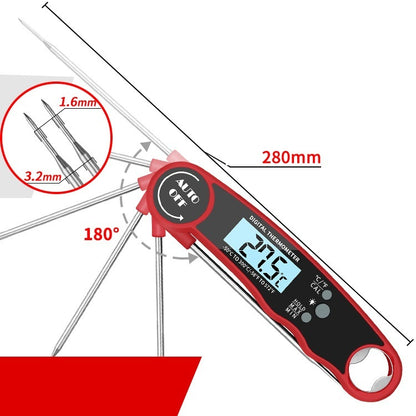Folding Kitchen & Grill Thermometer – Electronic Instant-Read Food Thermometer, Black or Red
