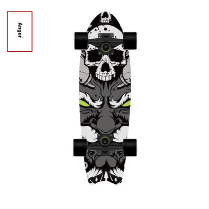 Fishtail Maple Skateboard — 21 Graphic Designs, 28" Deck
