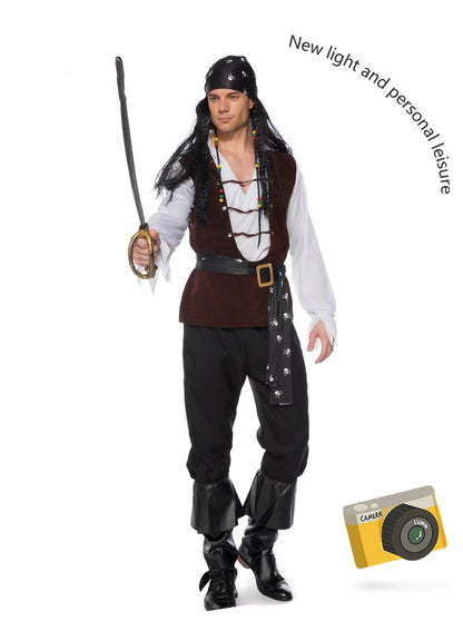 Men's Pirates of the Caribbean Cosplay Costume – 7-Piece Halloween Outfit Set