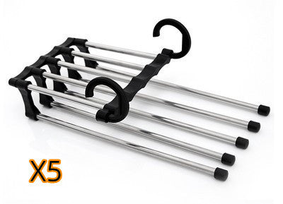 5-in-1 Stainless Steel Pants Hanger – Space-Saving Multi-Bar Trouser Rack for Closet Organization
