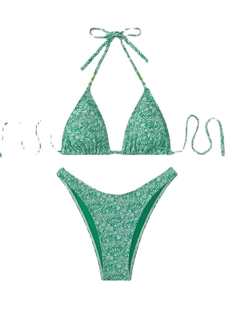 Floral Halter Bikini Set with Shorts — 4 Colors, XS–L